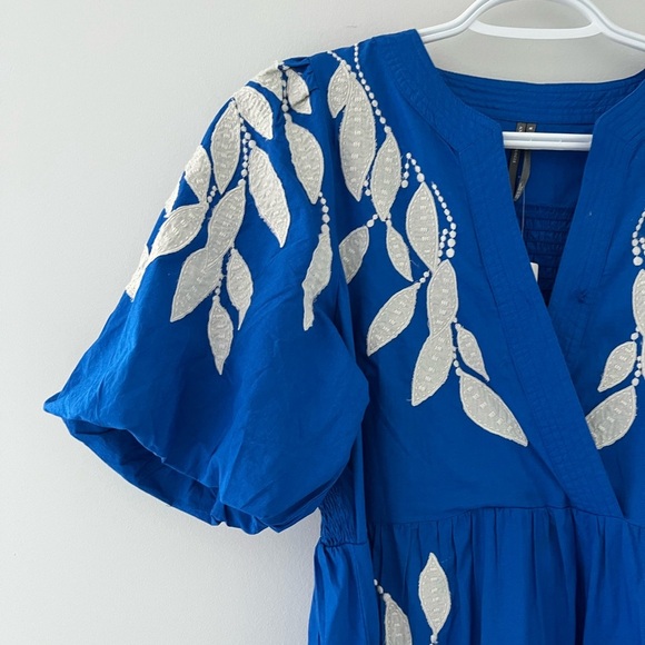 Anthropologie Short Sleeve Embroidery Appliqué Maxi Dress New - Picture 4 of 10